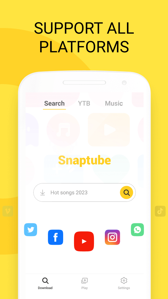 Snaptube support all sites